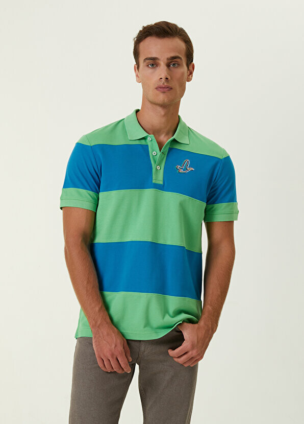 

Зелено-синяя футболка comfort fit с логотипом goose Beymen, Зеленый