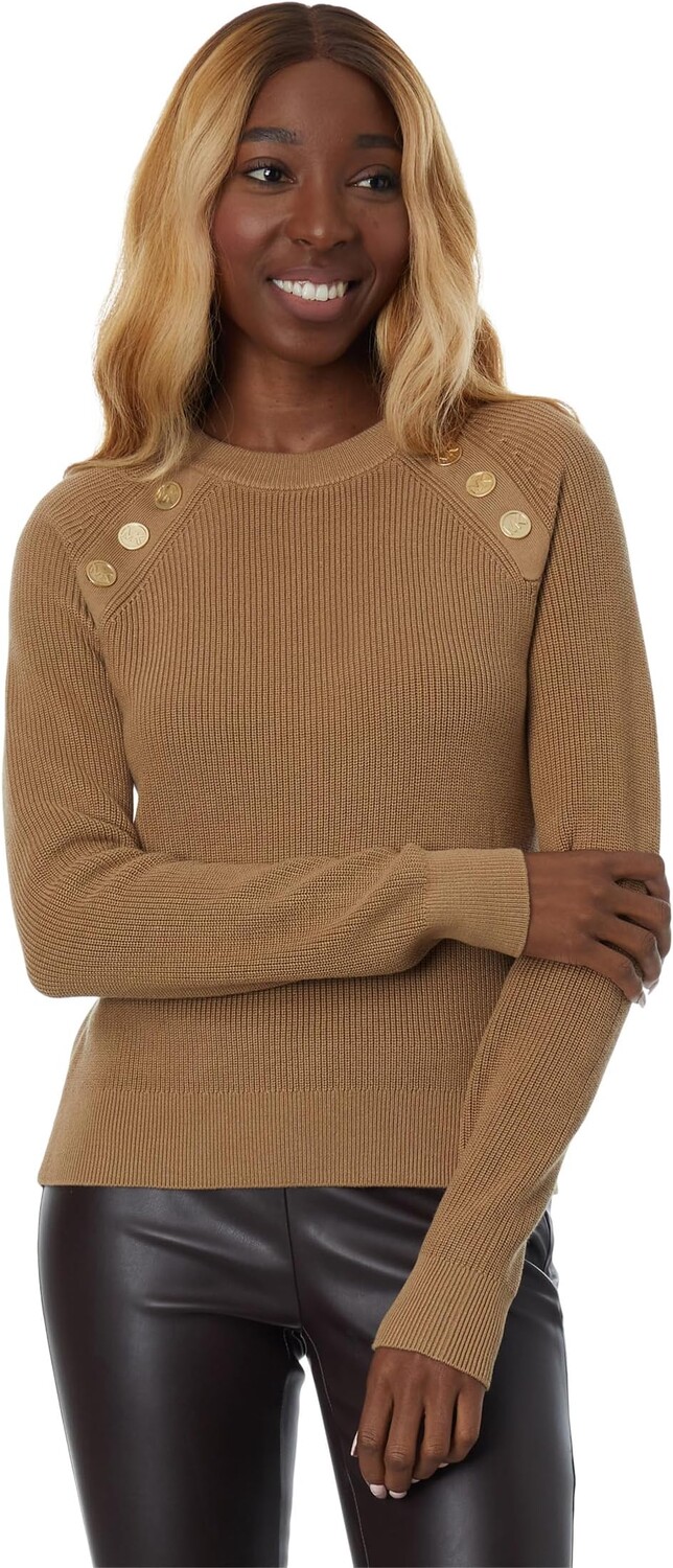 

Свитер Easy Raglan Snap Shakr MICHAEL Michael Kors, цвет Dark Camel