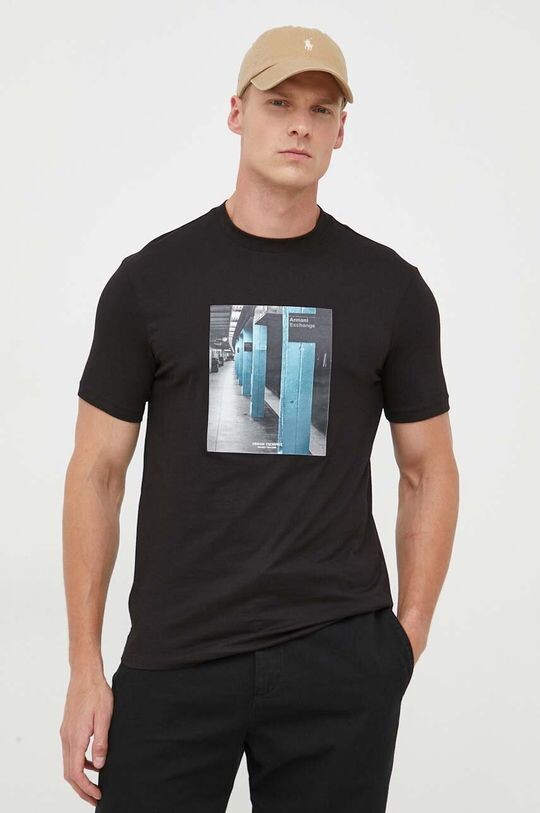 

Хлопковая футболка Armani Exchange, черный