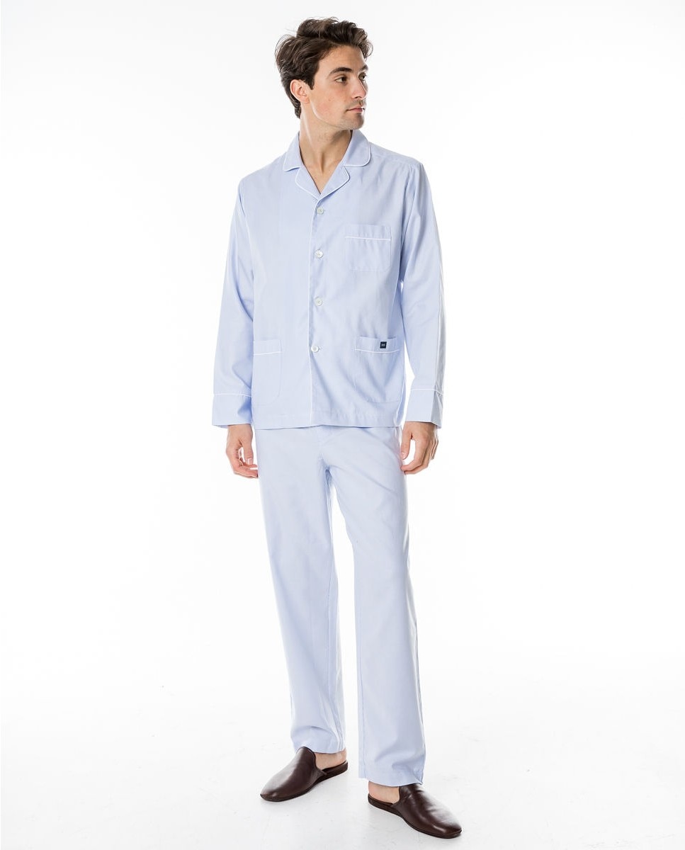 Мужская длинная пижама из ткани голубого цвета Wickett Jones, светло-синий мужская короткая пижама из ткани голубого цвета wickett jones светло синий