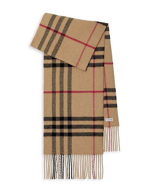 

Шарф из матовой шерсти и кашемира в клетку в клетку тартан Burberry, цвет Tan/Beige