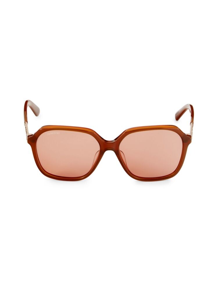 

Квадратные солнцезащитные очки 56MM Swarovski, цвет Orange Brown