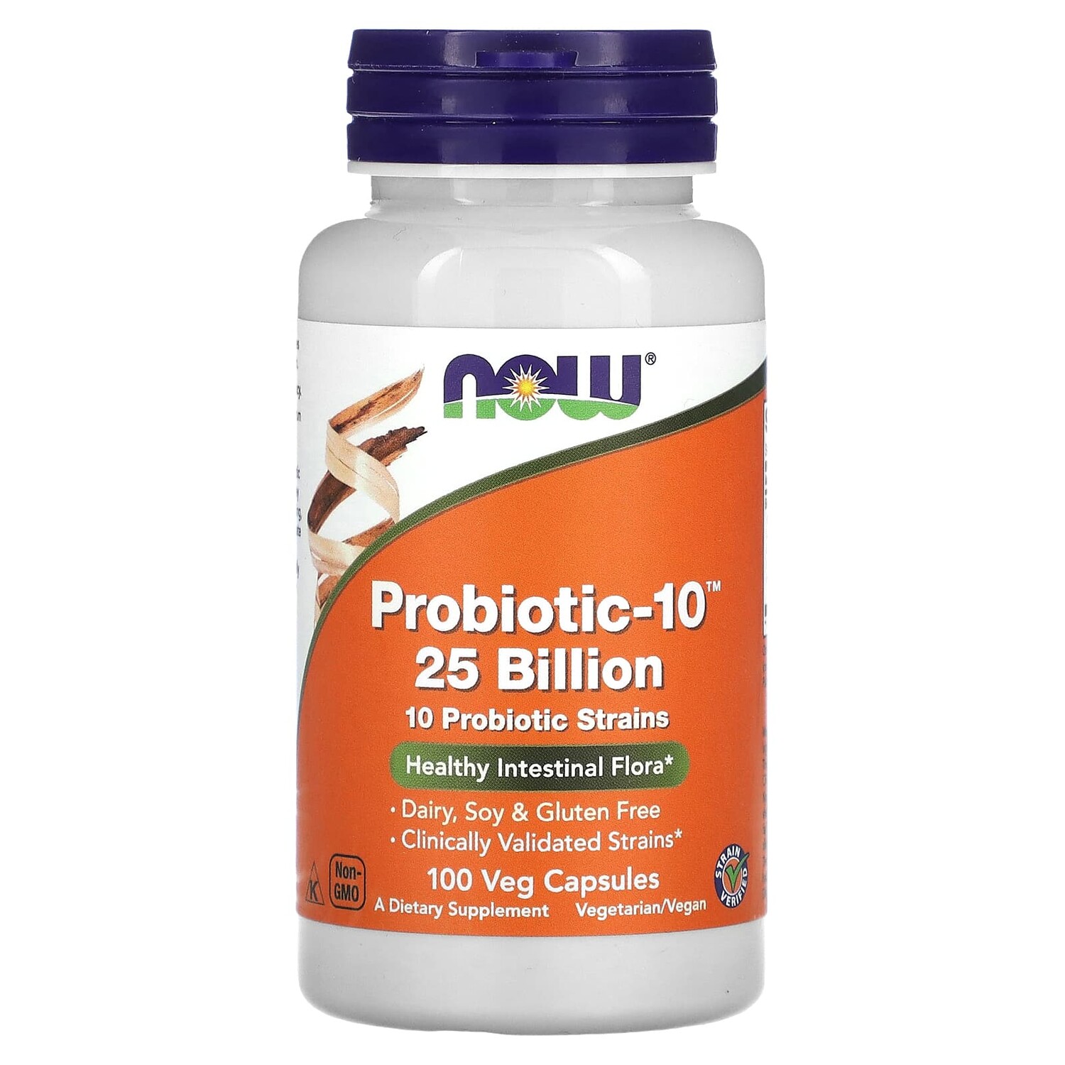 

Probiotic-10, 25 млрд, 100 растительных капсул, NOW Foods