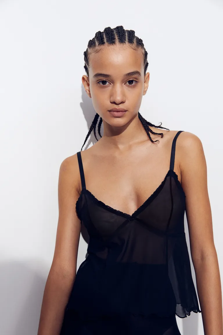 

Пижамный топ на бретелях H&M, черный