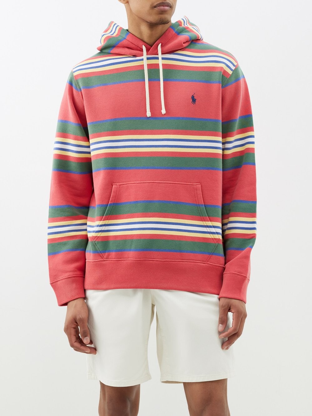

Полосатый худи из хлопкового джерси Polo Ralph Lauren, розовый