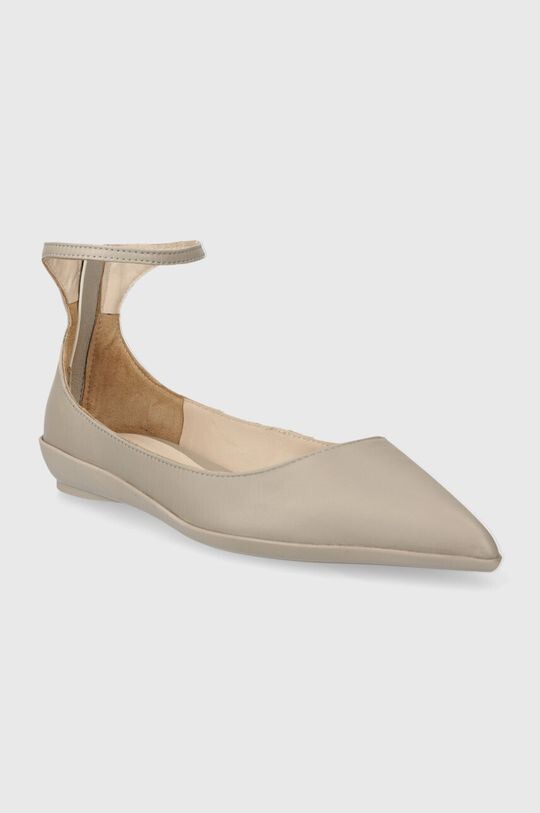 Кожаные балетки WRAPPED ANKLE STRAP BALLERINA Calvin Klein, бежевый