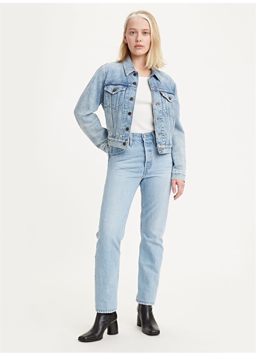 

Голубые женские джинсовые брюки прямого кроя с высокой талией Levis, Синий