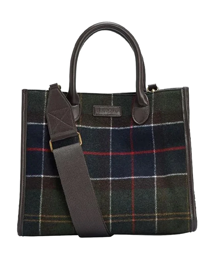 

Сумка Шоппер в клетку тартан со съемным ремнем Barbour, коричневый