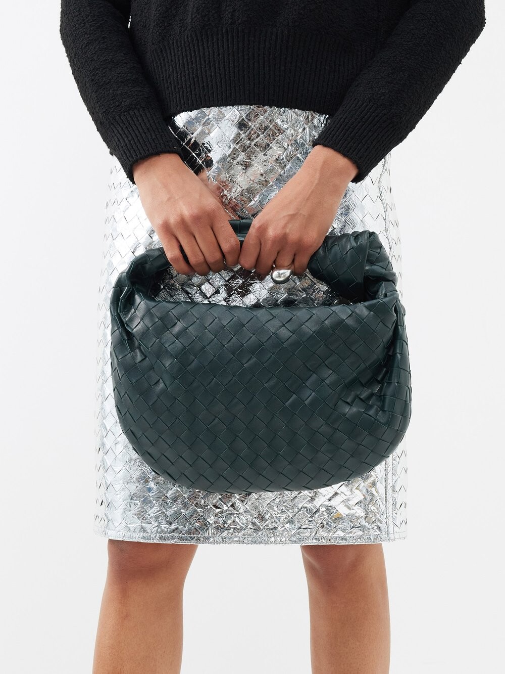 

Кожаная сумка через плечо jodie teen intrecciato Bottega Veneta, зеленый