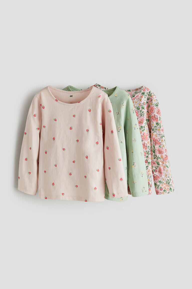 

Комплект из трех трикотажных топов с длинными рукавами H&M, розовый