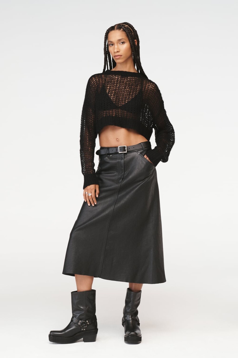 

Кардиган-перекресток из смеси шерсти и шелка ZARA, черный