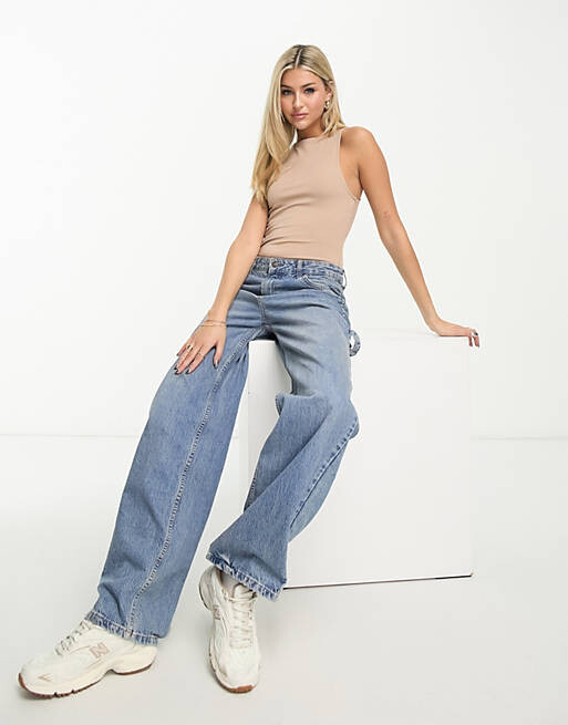 

Светло-коричневое бесшовное облегающее боди New Look