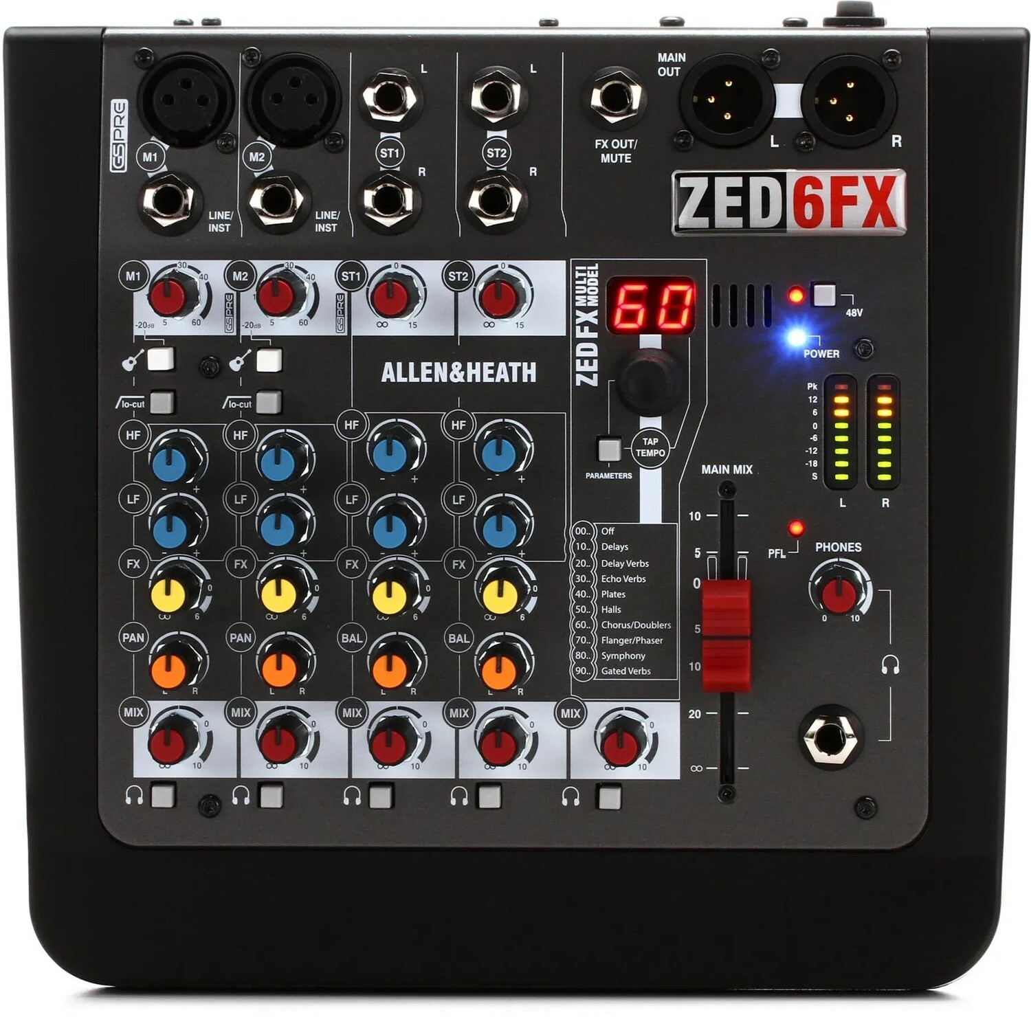 

Allen & Heath ZED-6FX 4-канальный микшер с эффектами