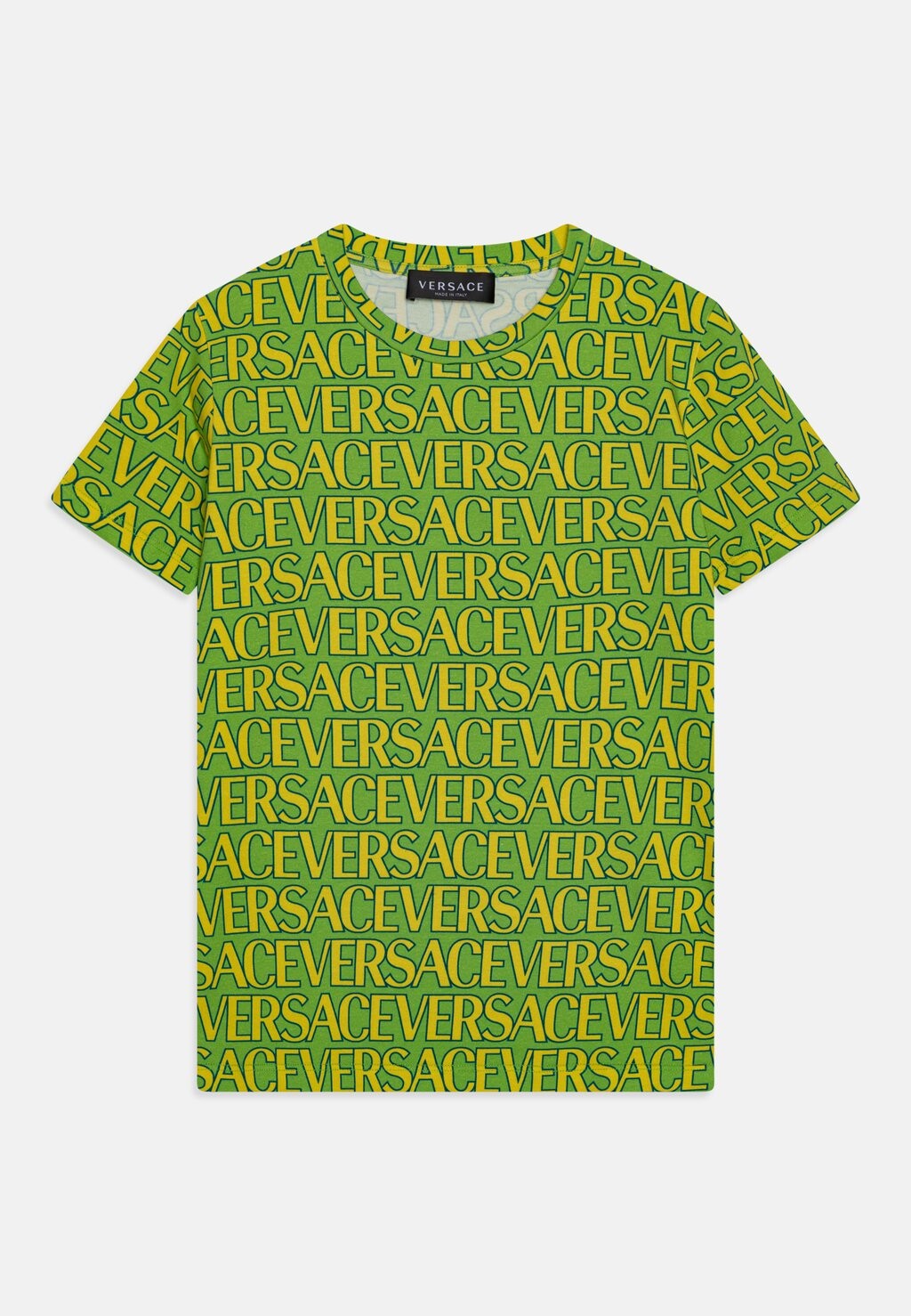 Футболка с принтом Allover Kids Unisex Versace, цвет verde/lemon yellow