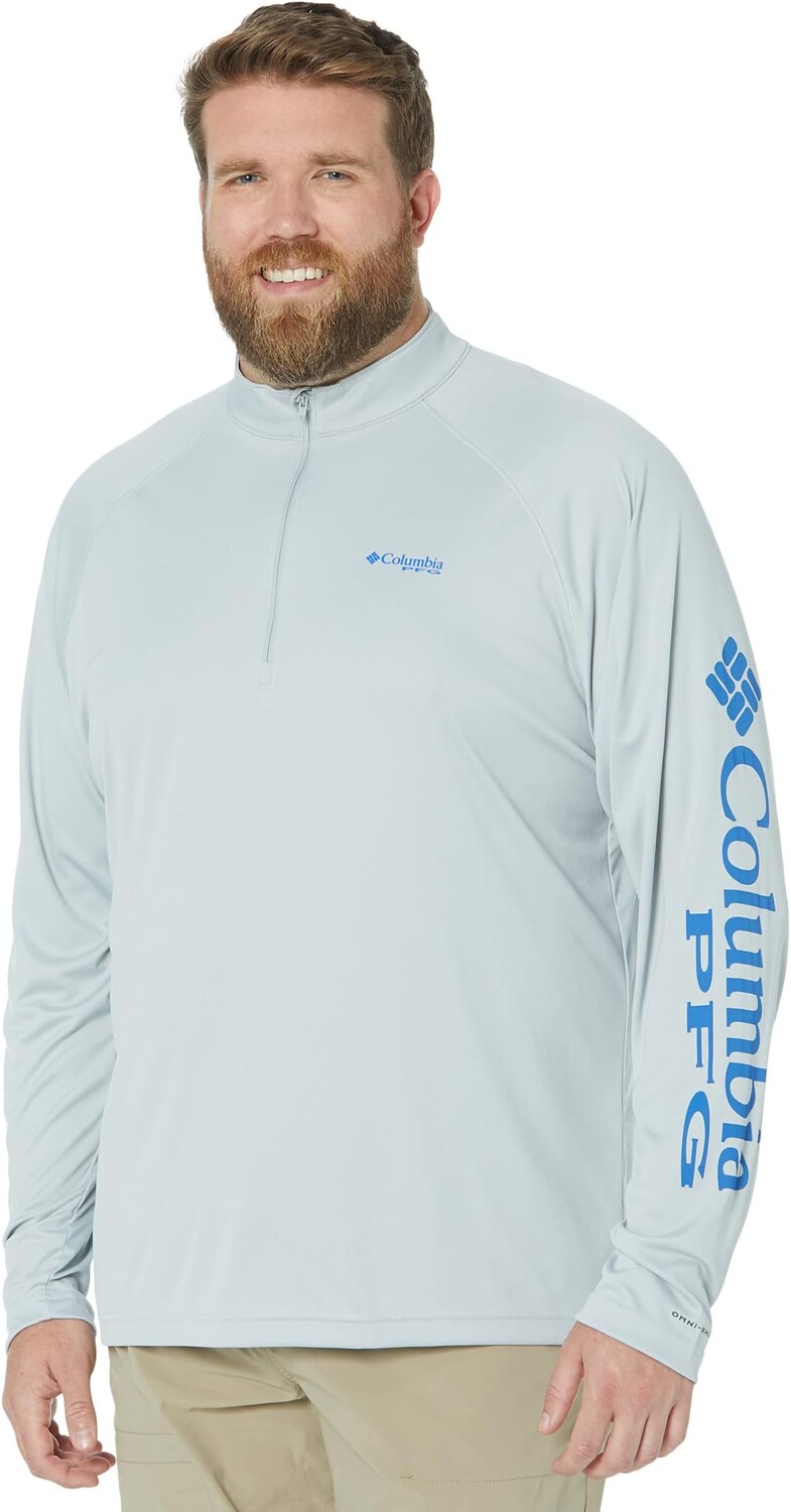 

Big & Tall PFG Terminal Tackle, молния 1/4 Columbia, цвет Cool Grey/Vivid Blue Logo