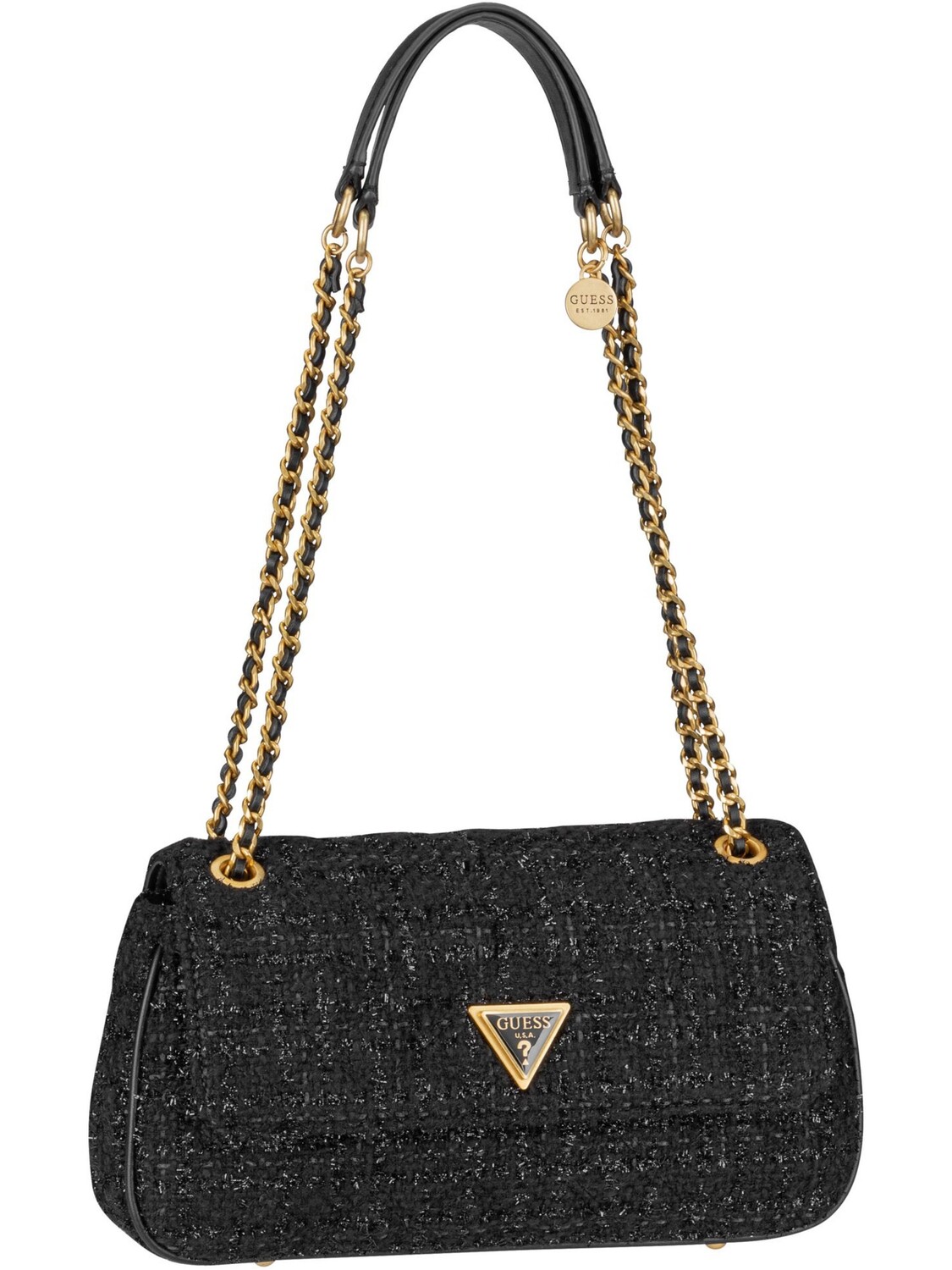 

Сумка через плечо Guess Giully Conv Crossbody Flap Tweed, черный