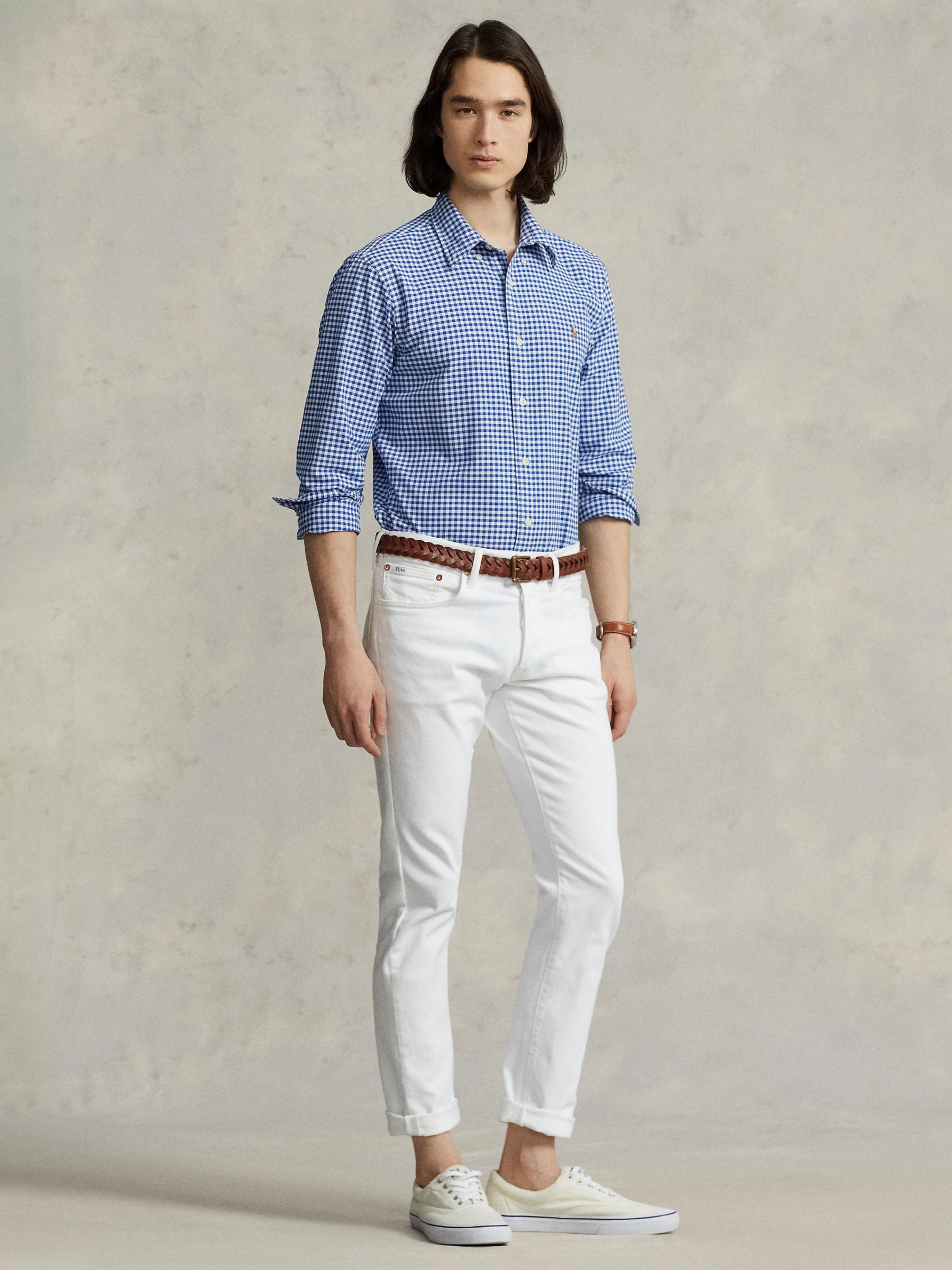 Оксфордская рубашка поло индивидуального кроя Ralph Lauren, джинсовый синий/белый