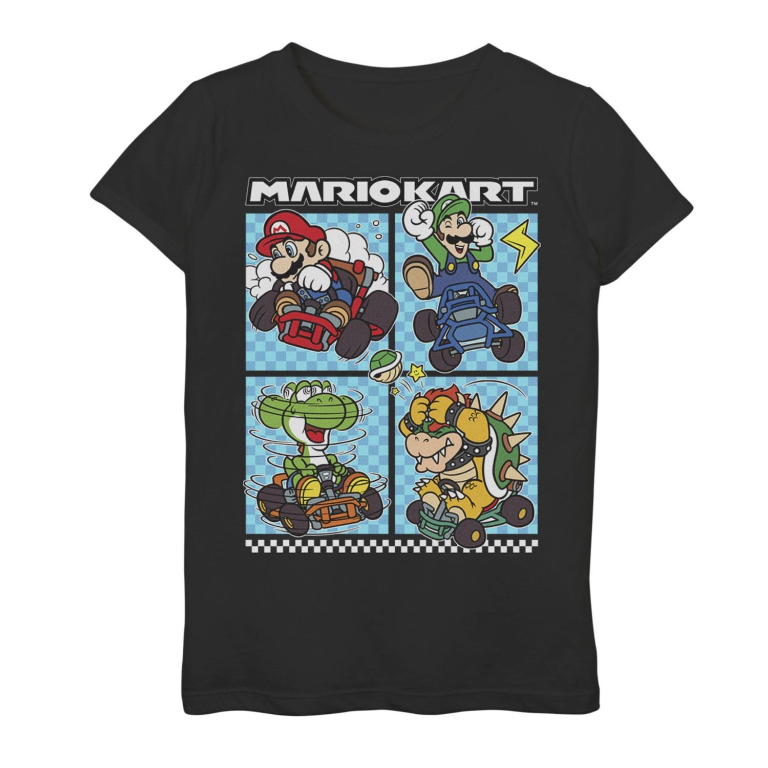 

Футболка с графикой Nintendo Mario Kart Mario Luigi Yoshi Bowser Group для девочек 7–16 лет Licensed Character