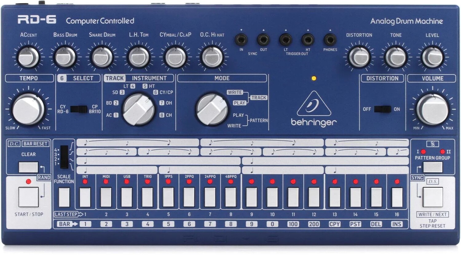 

Аналоговая драм-машина Behringer RD-6-BU — синяя