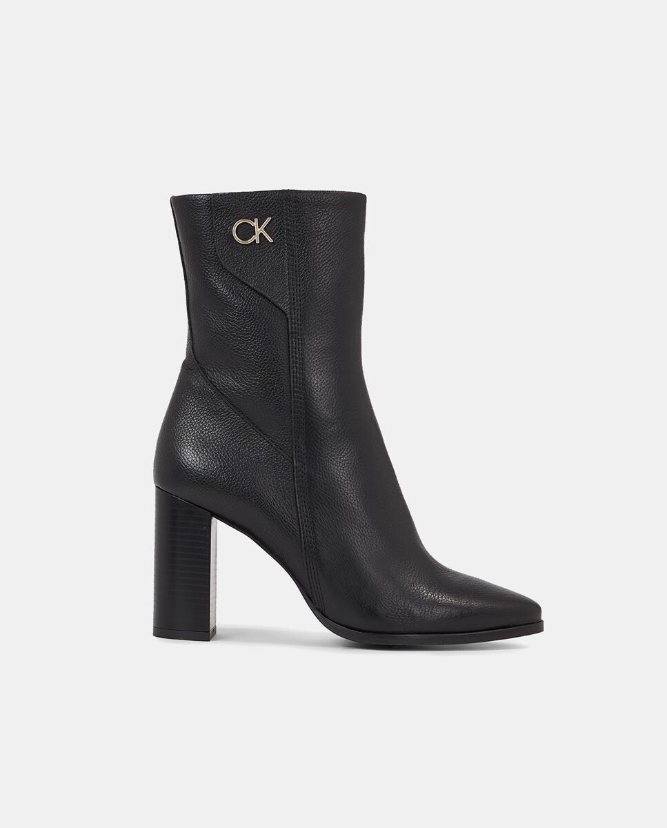 

Женские кожаные ботильоны на каблуке Calvin Klein, черный