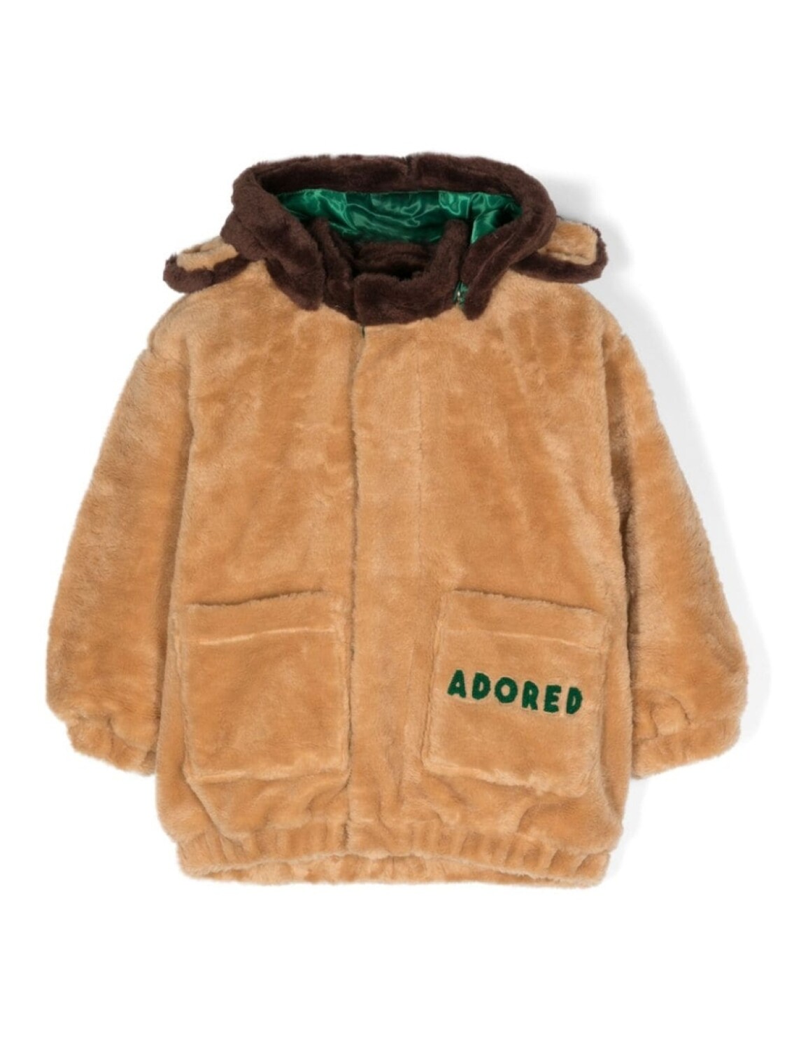

Mini Rodini шуба из искусственного меха с вышивкой Adored, коричневый