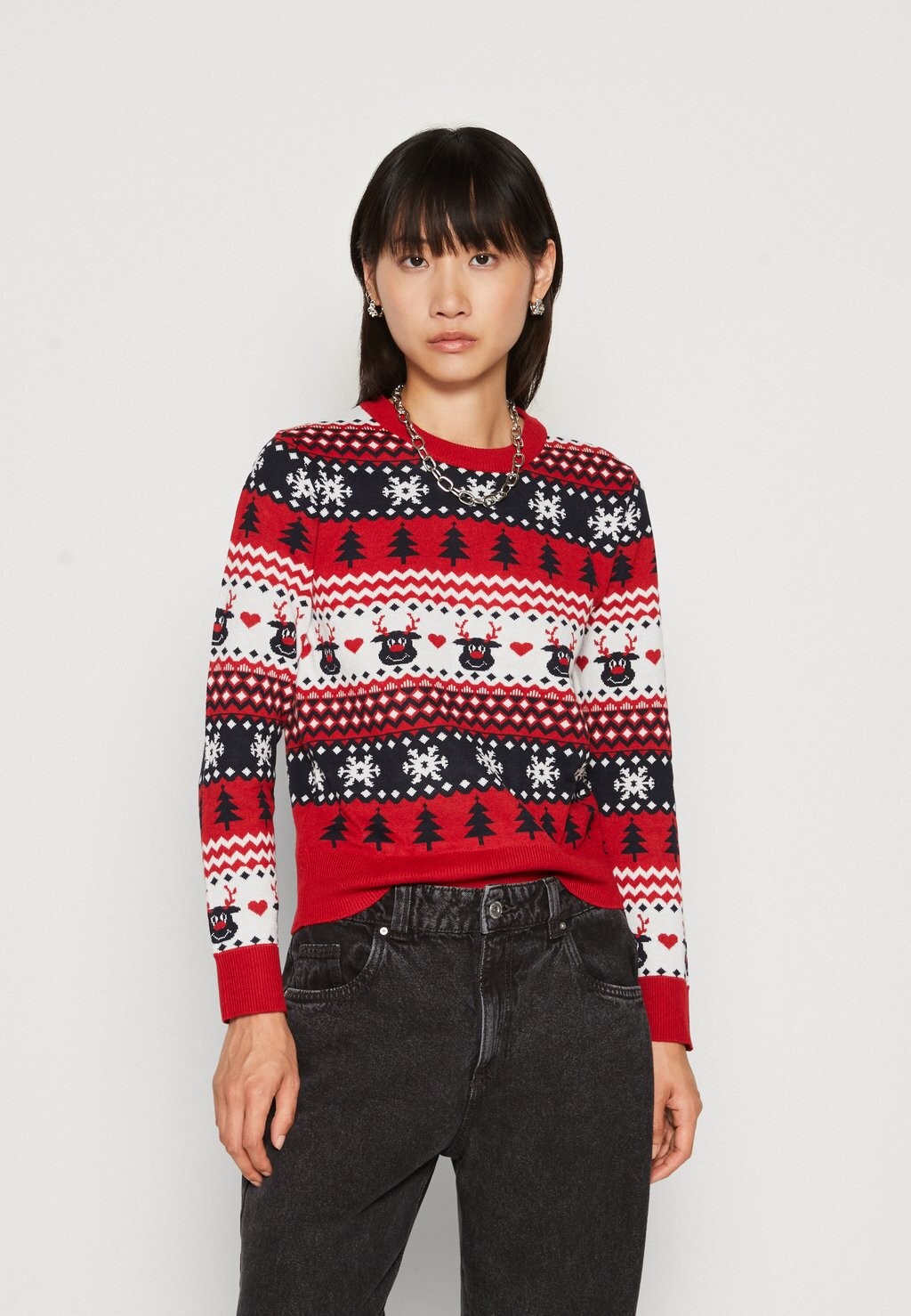 

Свитшот ONLY ONLXMAS REINDEER O NECK BOX, цвет chili pepper/night sky
