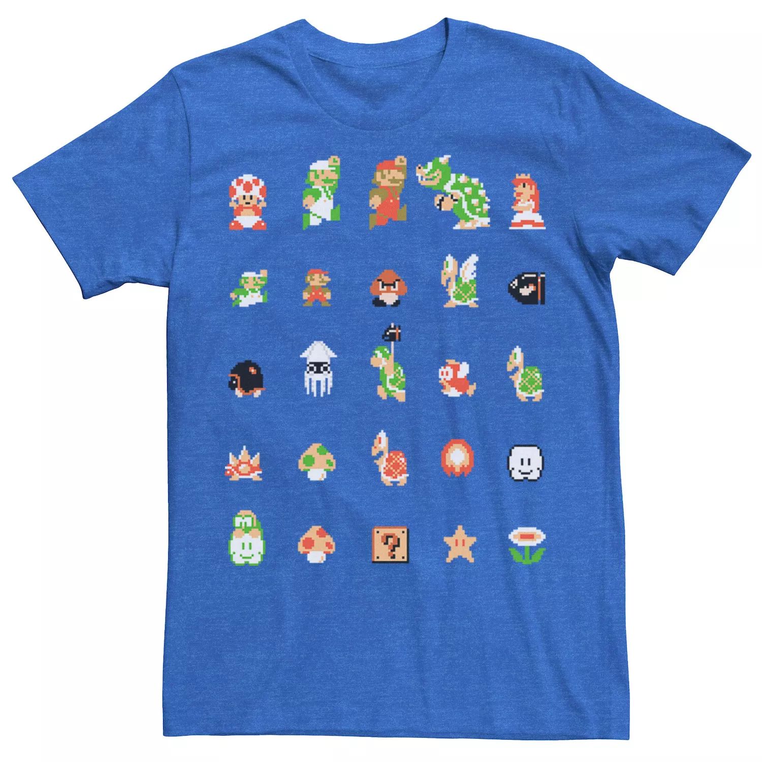Мужская футболка с 8-битной решеткой в ​​стиле ретро Nintendo Super Mario в стиле ретро Licensed Character