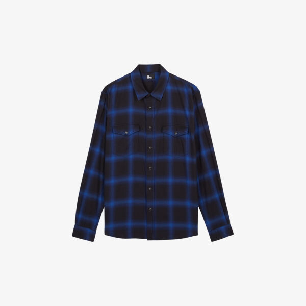 

Рубашка прямого кроя в клетку с накладными карманами The Kooples, черный