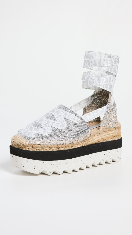 

Эспадрильи Stella McCartney Gaia Laminated Cotton Platform, серебряный