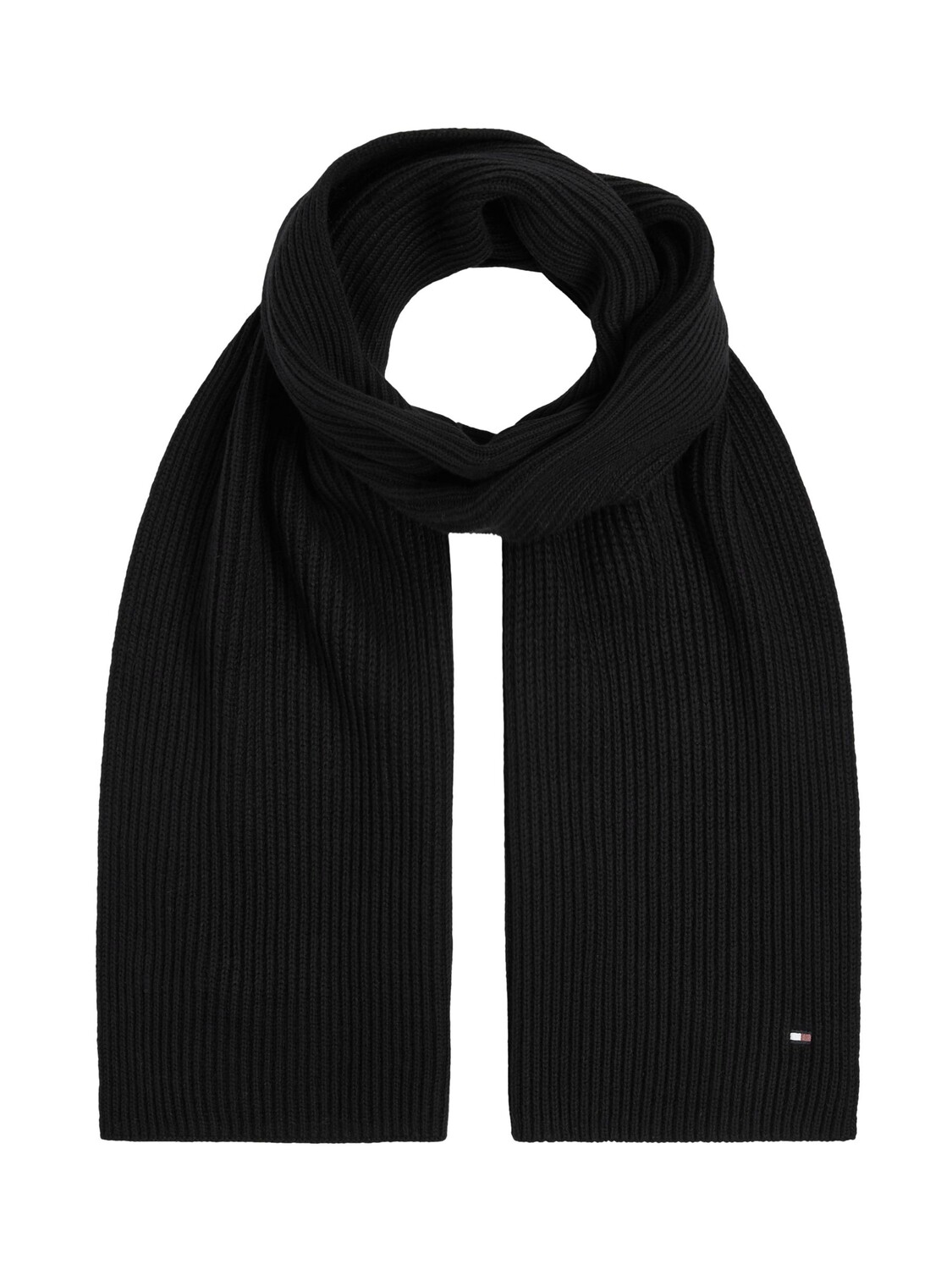 

Вязаный шарф Essential Flag из смеси кашемира и органического хлопка Tommy Hilfiger, черный