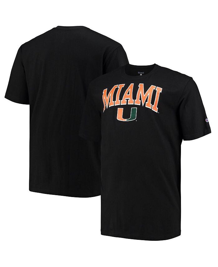 

Мужская черная футболка Miami Hurricanes Big and Tall Arch Over Wordmark Champion, черный