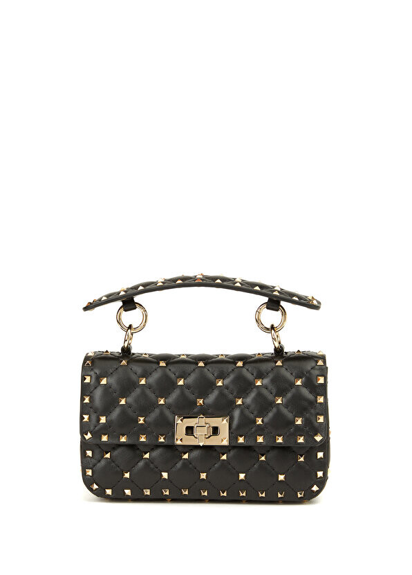

Маленькая черная женская кожаная сумка rockstud spike Valentino Garavani