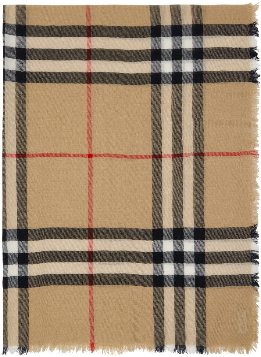 

Бежевый шарф в клетку Burberry, цвет Archive beige