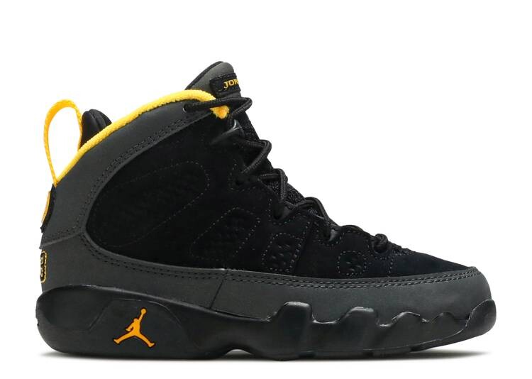 

Кроссовки AIR JORDAN 9 RETRO PS 'DARK CHARCOAL UNIVERSITY GOLD', черный