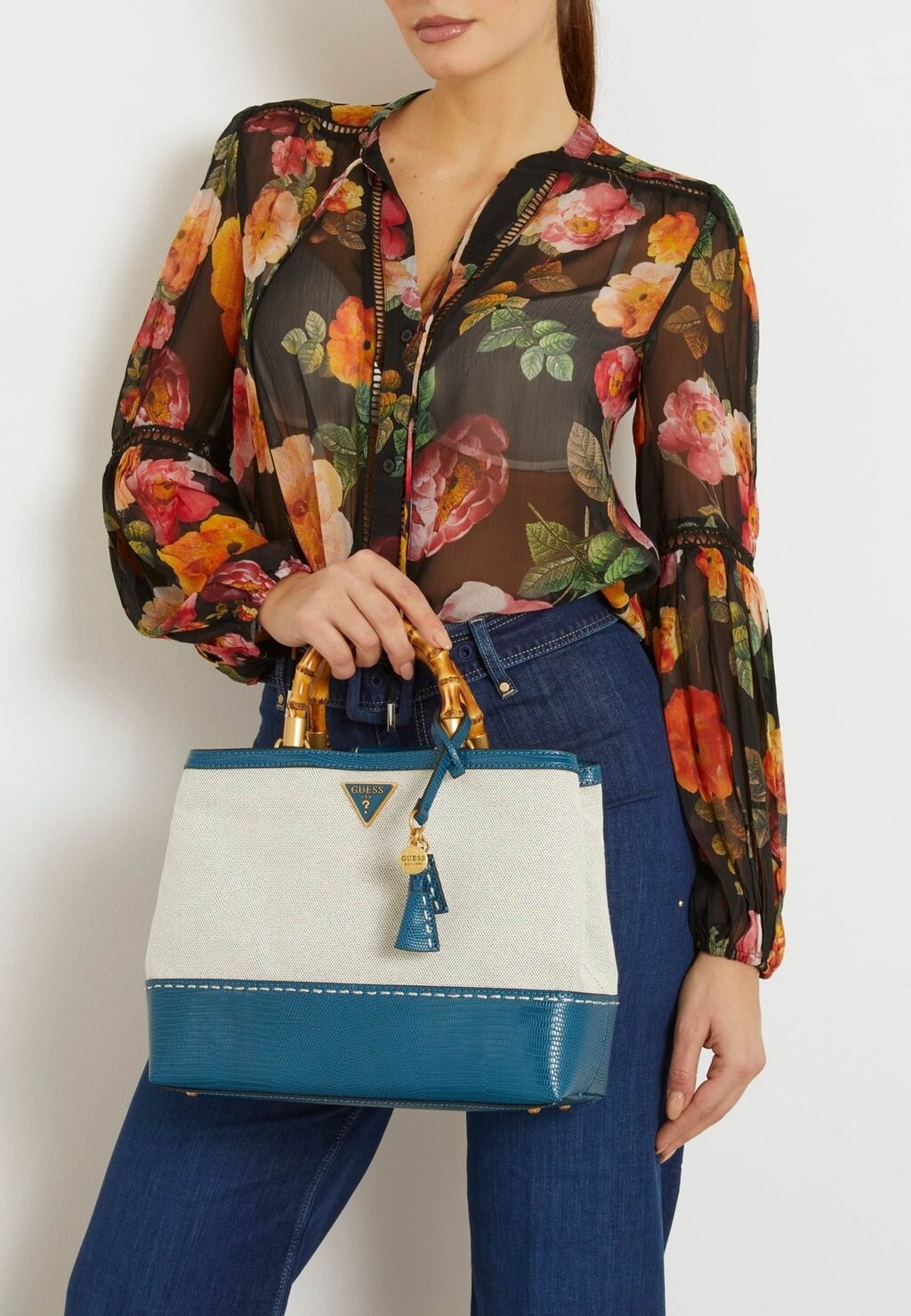 

Сумка ZABRY MIT KROKOPRÄGUNG Guess, цвет mehrfarbig, grundton blau