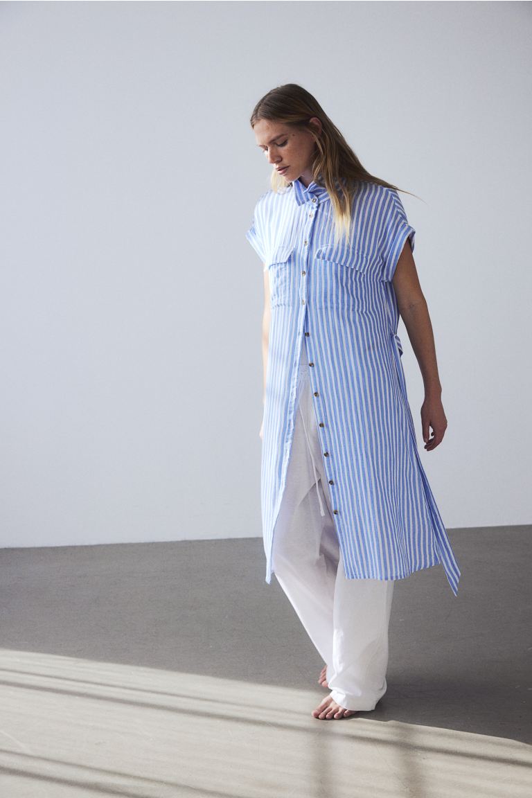 Платье-Блузка с поясом H&M, синий