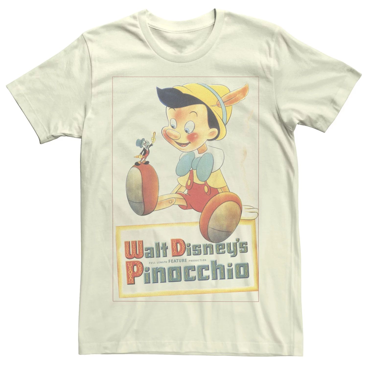 Мужская футболка с винтажным портретом Disney Pinocchio Licensed Character