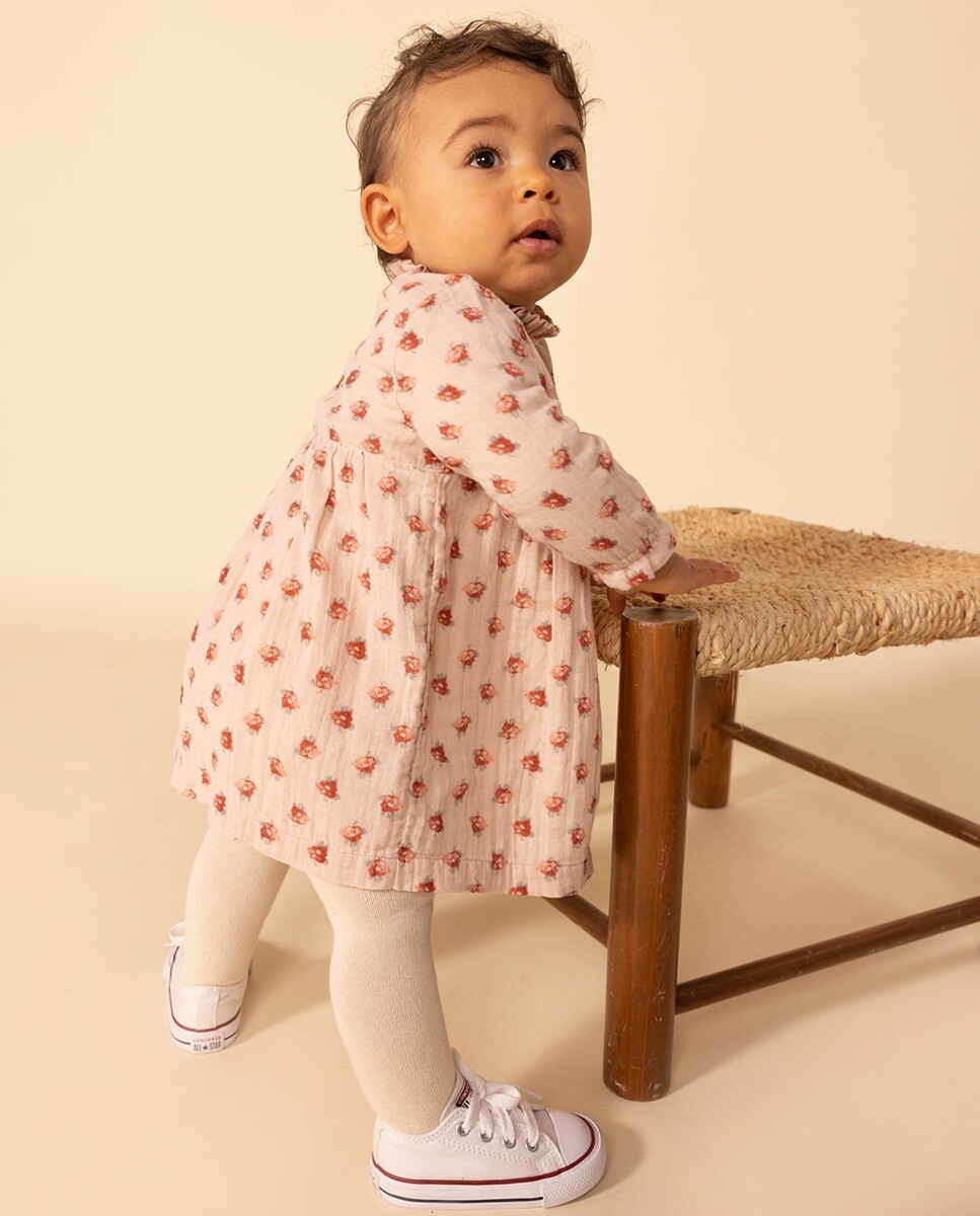 

Детское хлопково-марлевое платье с длинными рукавами Petit Bateau, мультиколор