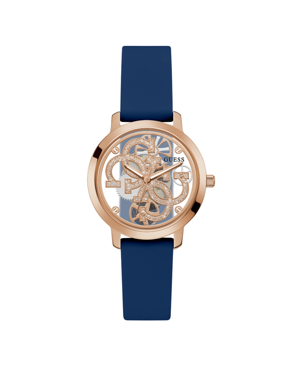 Женские силиконовые часы Quattro Clear GW0452L1 с синим ремешком Guess, синий цена и фото