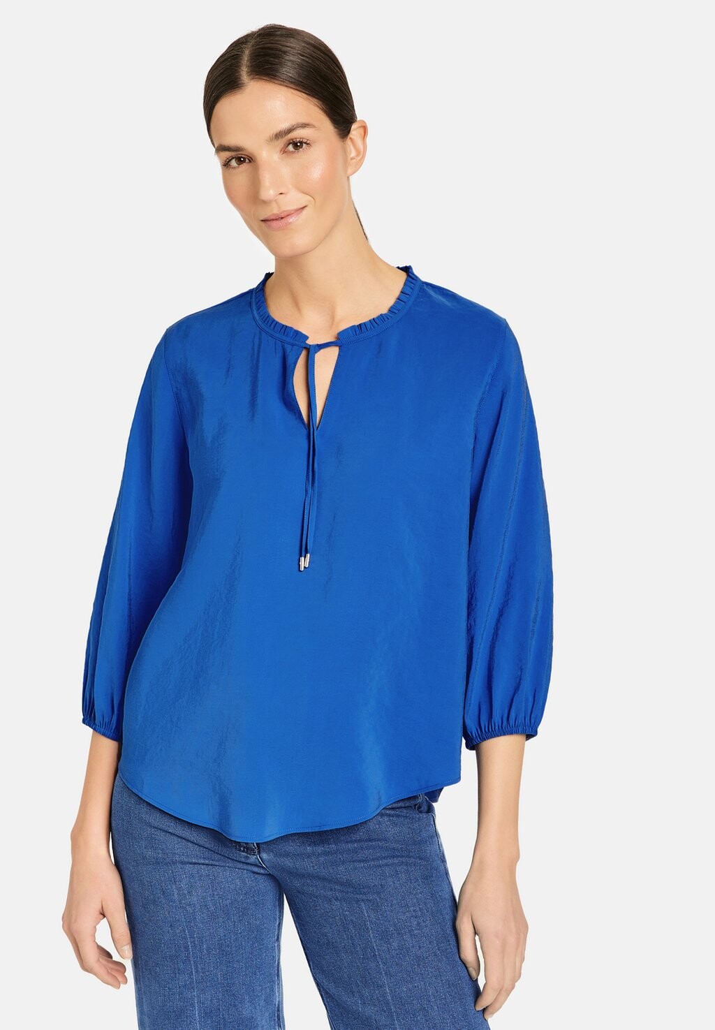 

Блузка 3/4 ARM MIT FEINEM RÜSCHENAUSSCHNITT Gerry Weber, синий