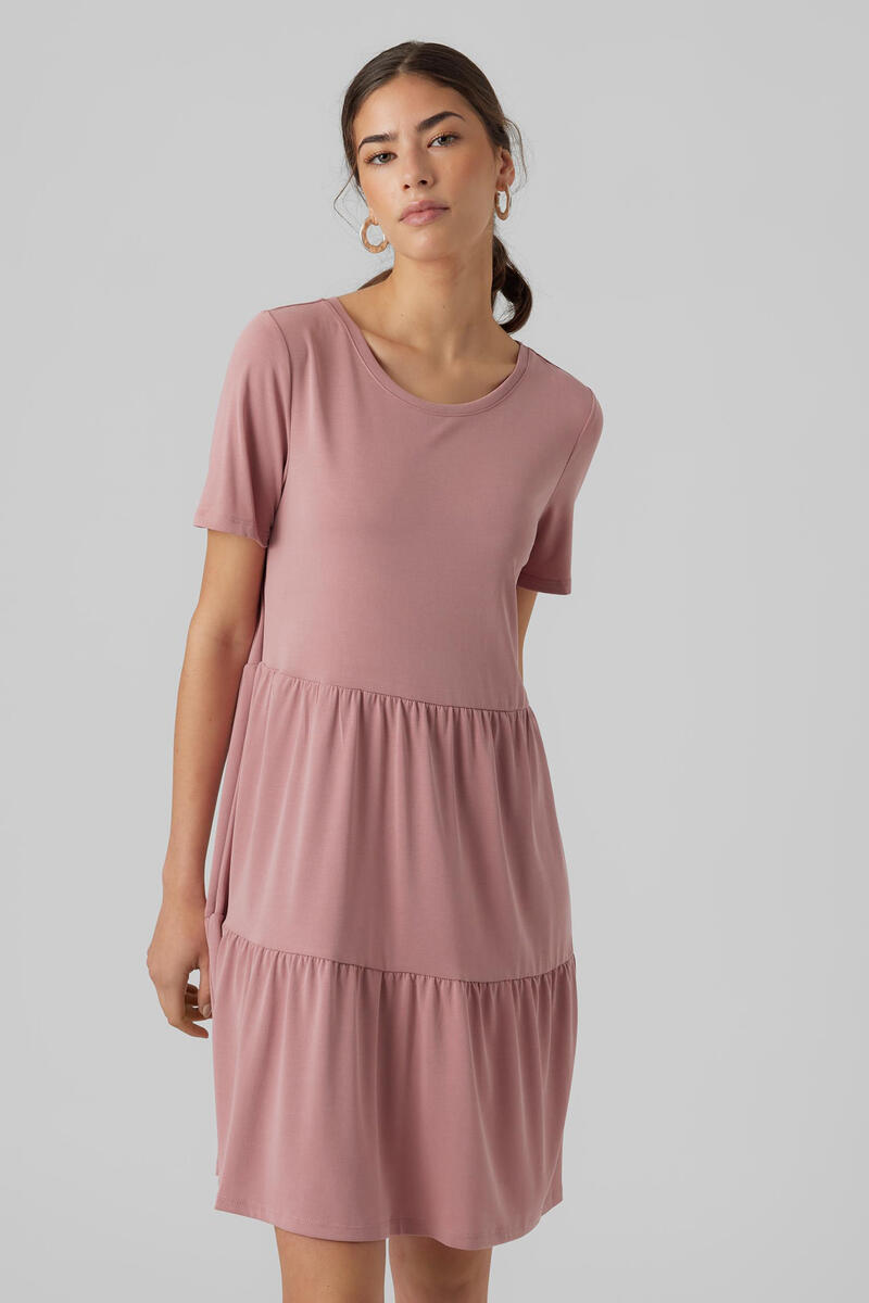Короткое платье Vero Moda, фиолетовый платье с принтом с короткими рукавами и круглым вырезом s черный