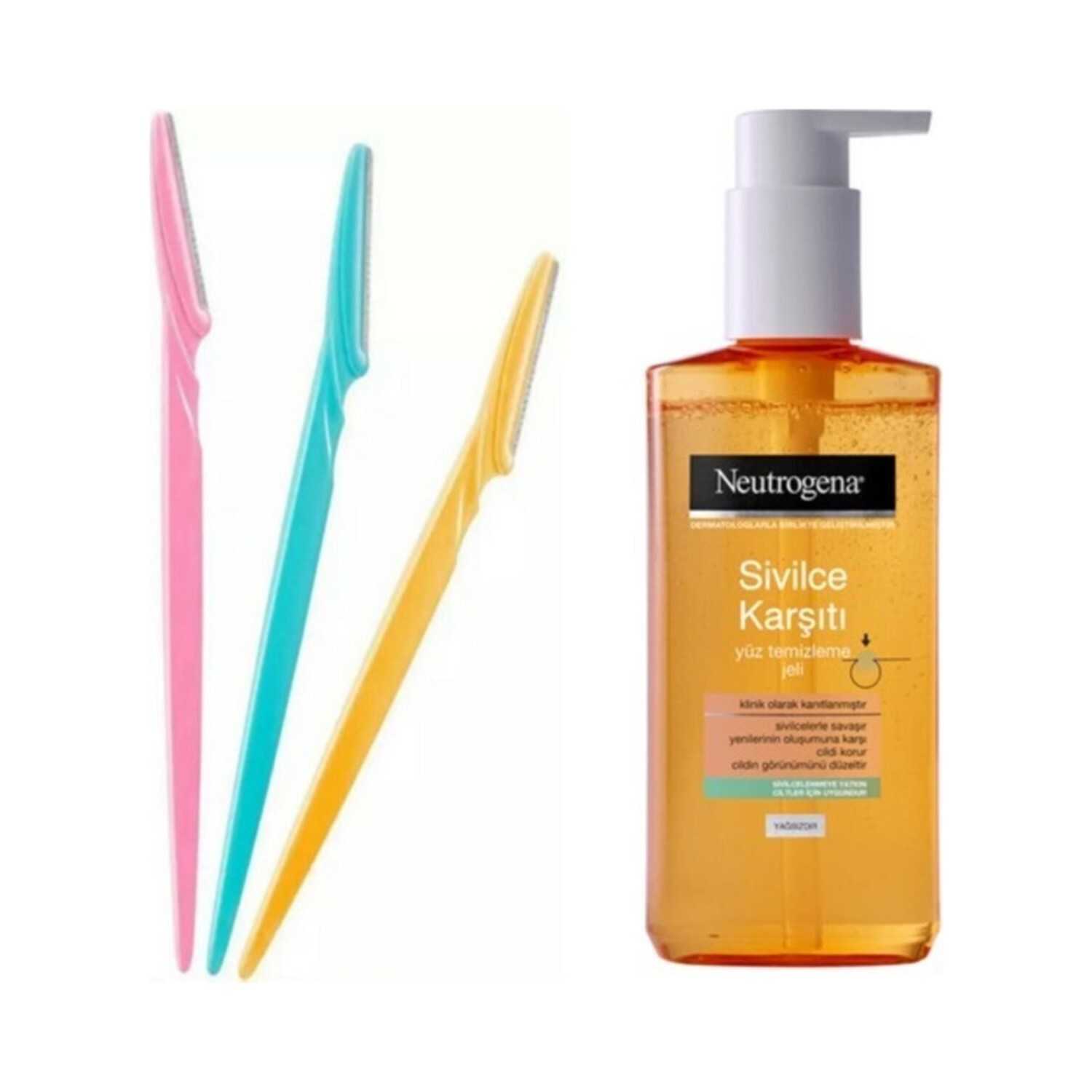 

Бритва для бровей и очищающий гель для лица Neutrogena Triple, 200 мл