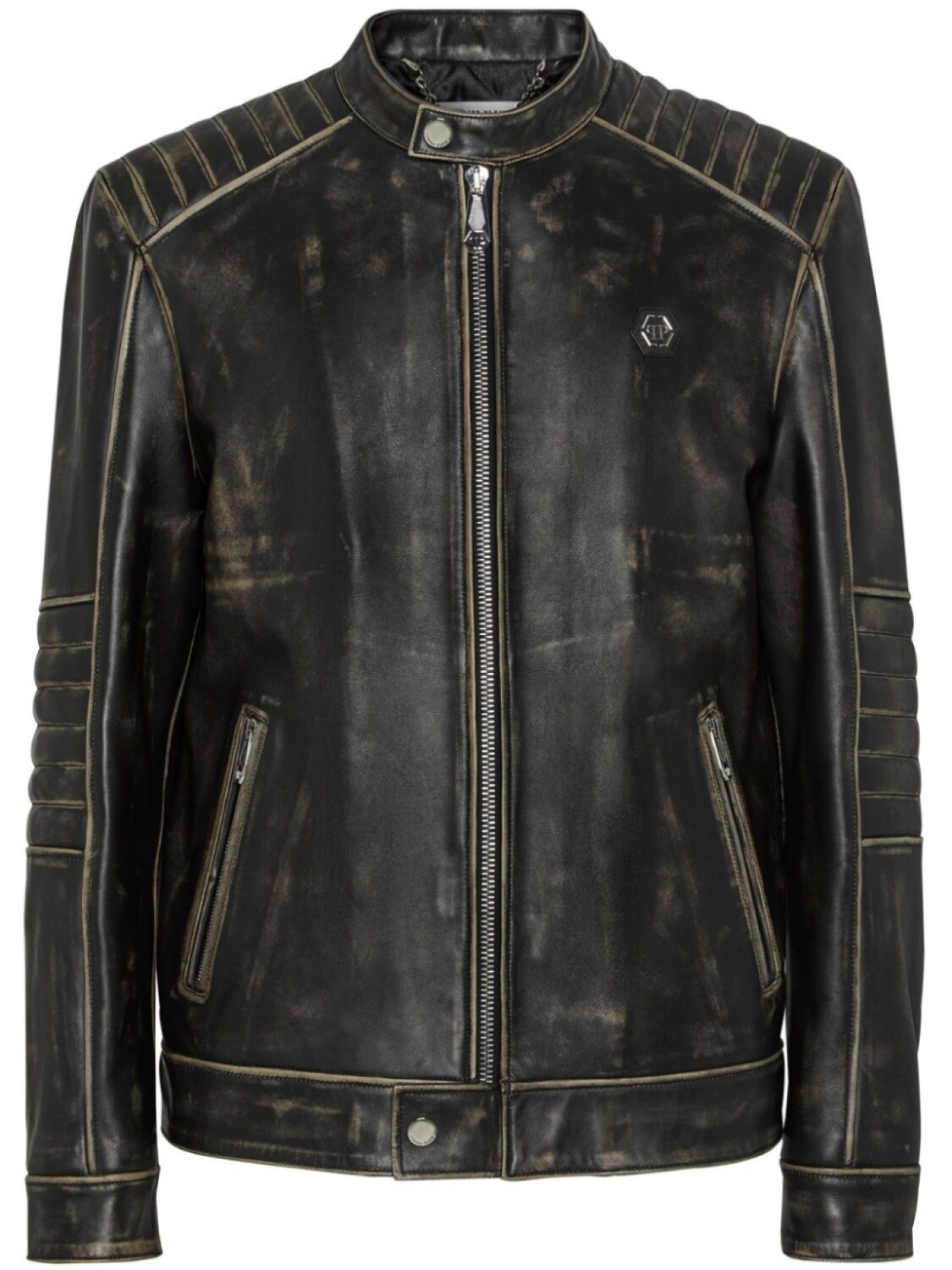 

Philipp Plein куртка с эффектом потертости, черный