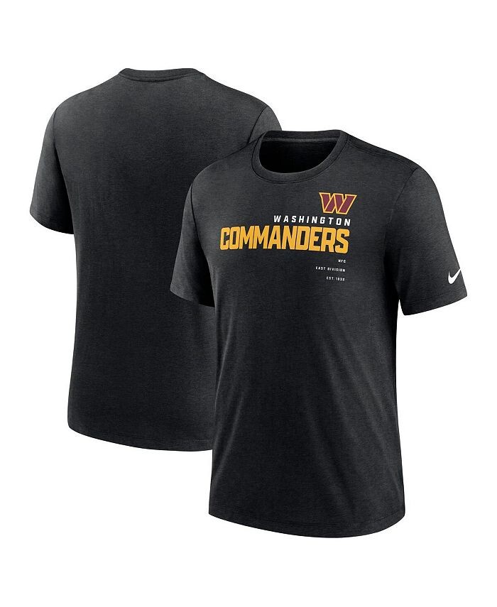 

Мужская футболка Heather Black Washington Commanders Team Tri-Blend Nike, черный