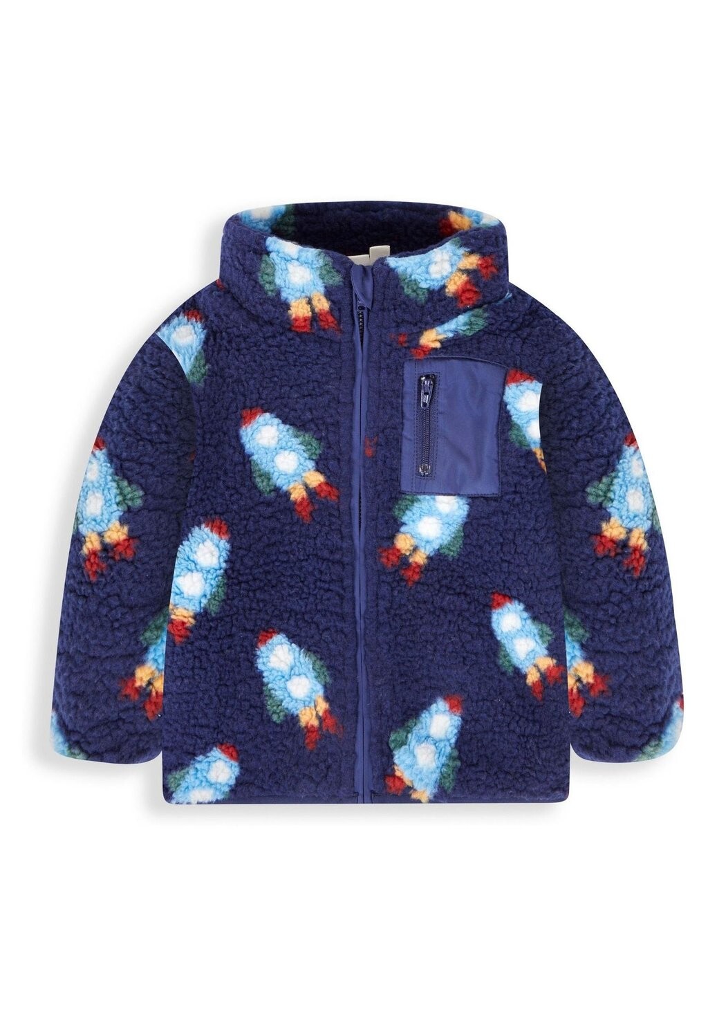 

Куртка зимняя ROCKET PRINT BORG JoJo Maman Bébé, цвет navy blue rocket