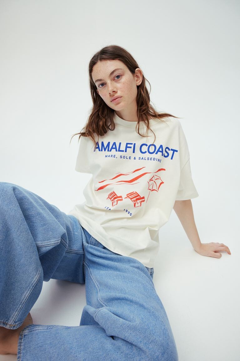 

Футболка с принтом H&M, бежевый