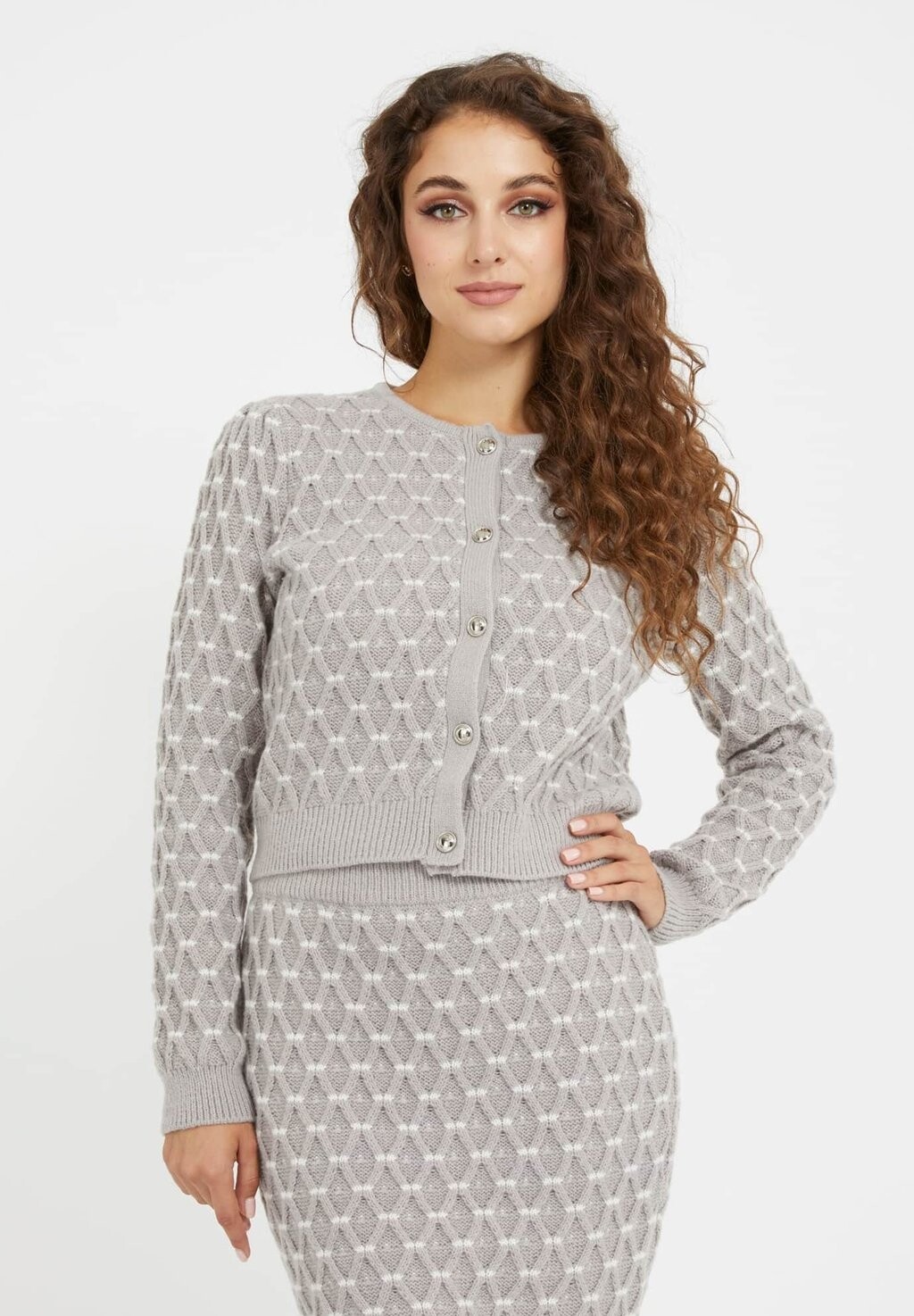 

Кардиган Guess ВЫШИВКА КРЕСТОМ, серый