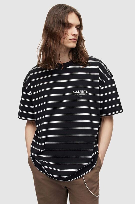 

Хлопковая футболка UNDERGROUND STRIPE S AllSaints, серый