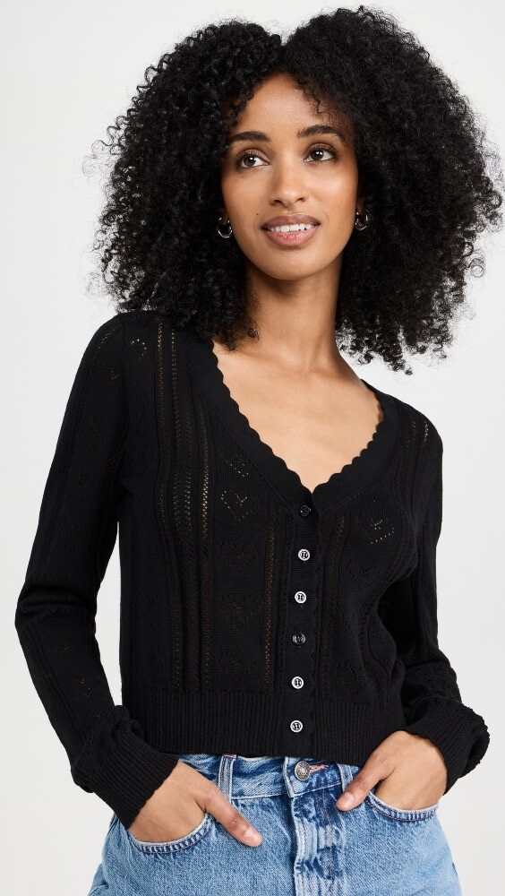 

Кардиган LoveShackFancy Petra Crop, черный