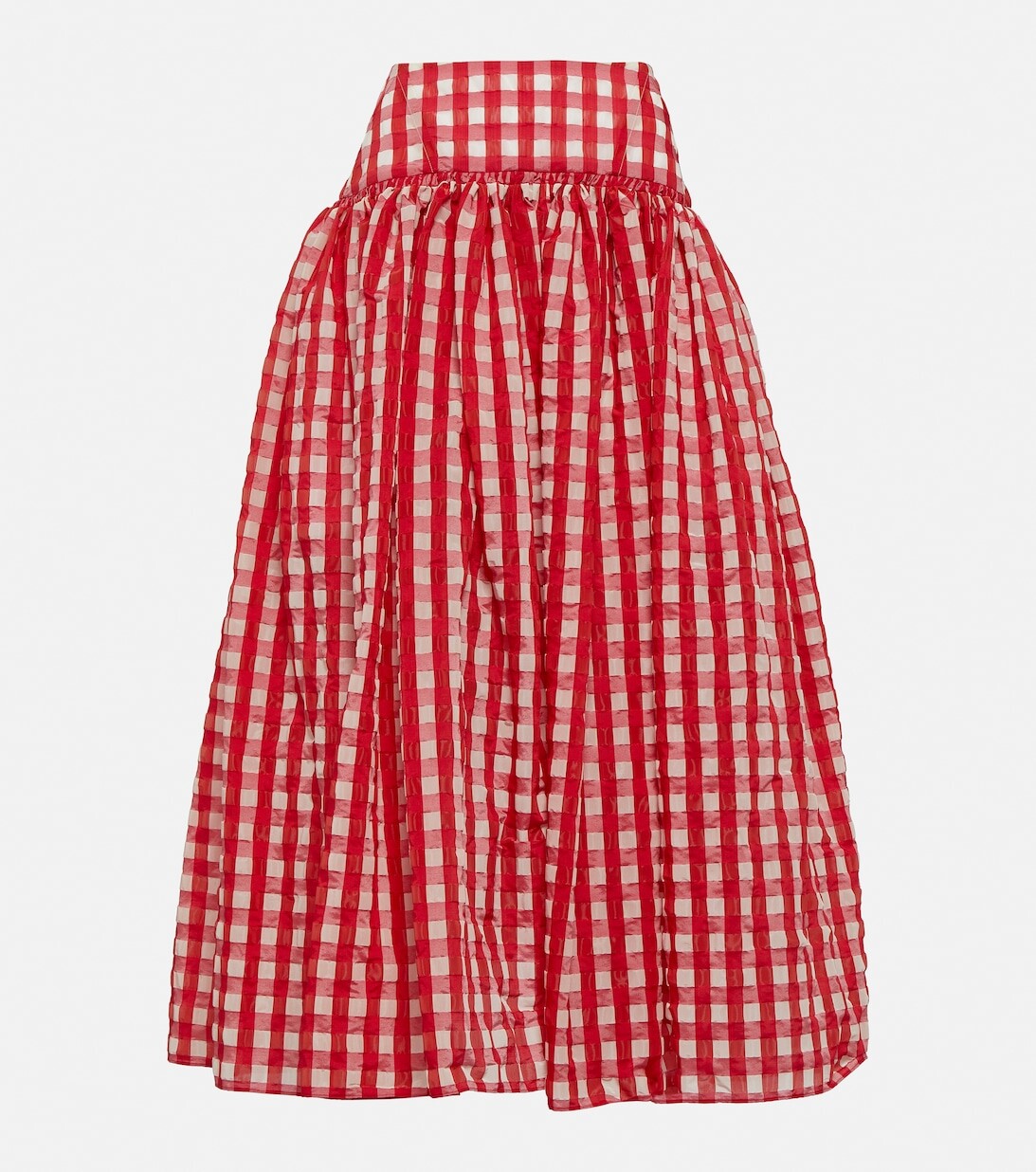

Юбка макси Vichy в мелкую клетку с завышенной талией ALAÏA, красный